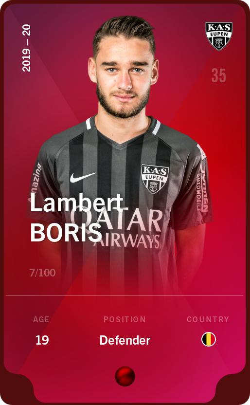 Sorare - Sorare Official - Lambert Boris 2019-20 • Rare 7/100 - NFT # 57230168502934138899088177396929717753595622270324932858710031831758244446508