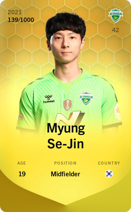 Sorare - Sorare Official - Myung Se-Jin 2021-22 • Limited 139/1000 - NFT # 60244412664195534404216118147801577150499253889514521853010376925394013960157