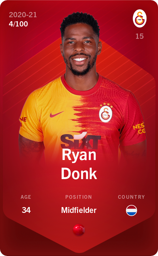 Sorare - Sorare Official - Ryan Donk 2020-21 • Rare 4/100 - NFT # 1475023617526102245556854689781008207356086265963014370340660581917443130315