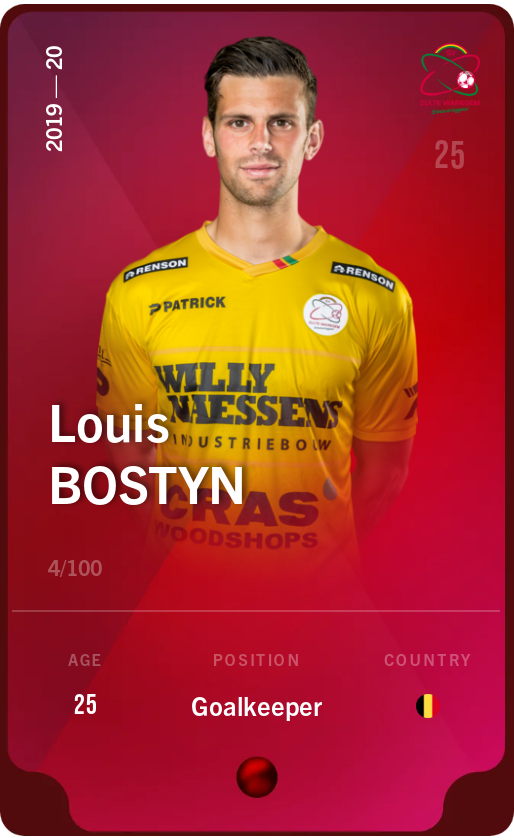 Sorare - Sorare Official - Louis Bostyn 2019-20 • Rare 4/100 - NFT # 65054458814591544797091027880651726584915445403130833263454643179269030052512