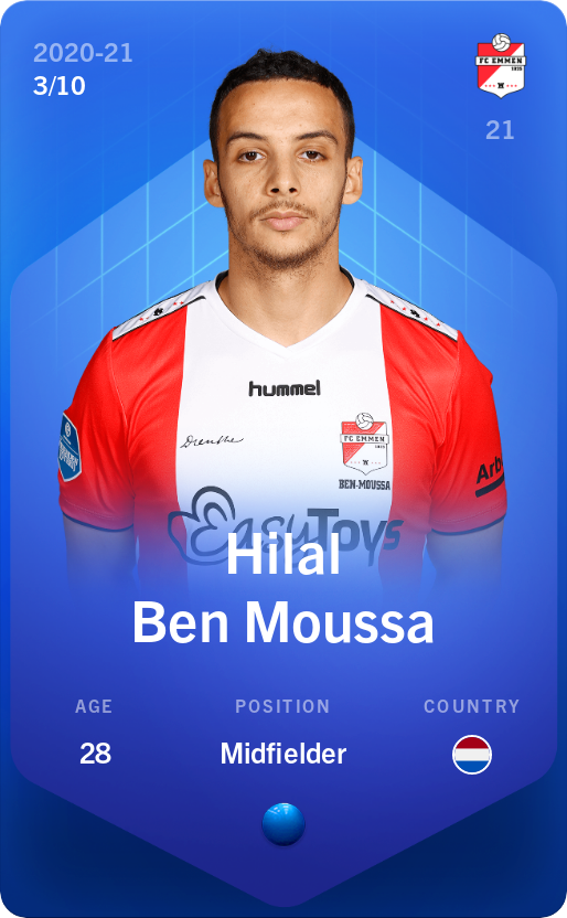Sorare - Sorare Official - Hilal Ben Moussa 2020-21 • Super Rare 3/10 - NFT # 26939181144059355922782012445638129565386292889618437660692782563660770324956