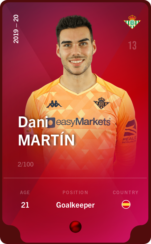 Sorare - Sorare Official - Dani Martín 2019-20 • Rare 2/100 - NFT # 34931770544874827632994536950586953145376474712519781792683812526711808432156