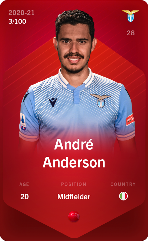 Sorare - Sorare Official - André Anderson 2020-21 • Rare 3/100 - NFT # 101278087733145696957051902504675312856872120905884326712354276890578636822476
