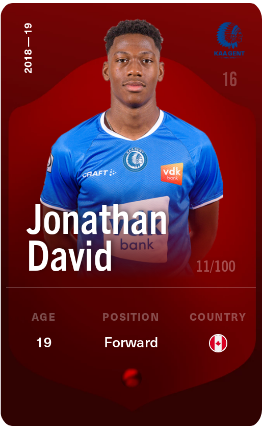 Sorare - Sorare Official - Jonathan David 2018-19 • Rare 11/100 - NFT # 18215882299985786608476910056119268671755899648861982434939599638857729807069