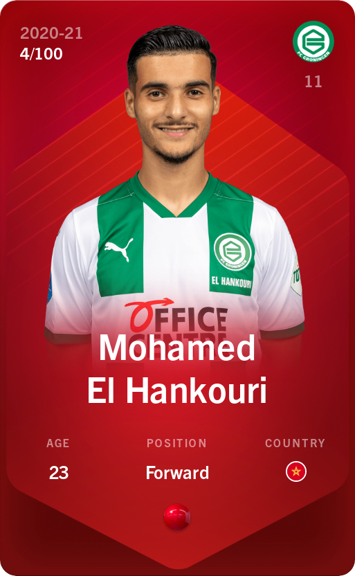 Sorare - Sorare Official - Mohamed El Hankouri 2020-21 • Rare 4/100 - NFT # 14065426464886875762092524605152372333699156668991134110293462744065405703349