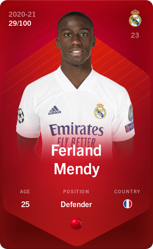Sorare - Sorare Official - Ferland Mendy 2020-21 • Rare 29/100 - NFT # 73380064454671966056345239974282706558670460940604078137444524687255825428604