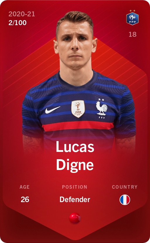 Sorare - Sorare Official - Lucas Digne 2020-21 • Rare 2/100 - NFT # 97105534488253988689904509171925373556995212177618391698942178734010830524880