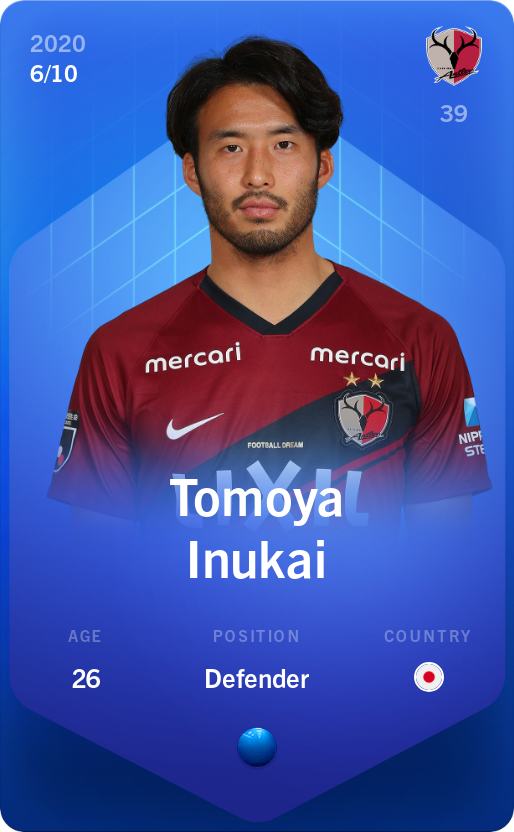 Sorare - Sorare Official - Tomoya Inukai 2020-21 • Super Rare 6/10 - NFT # 63740522134156321485361344718193410318596808187538371813209431795561107106830