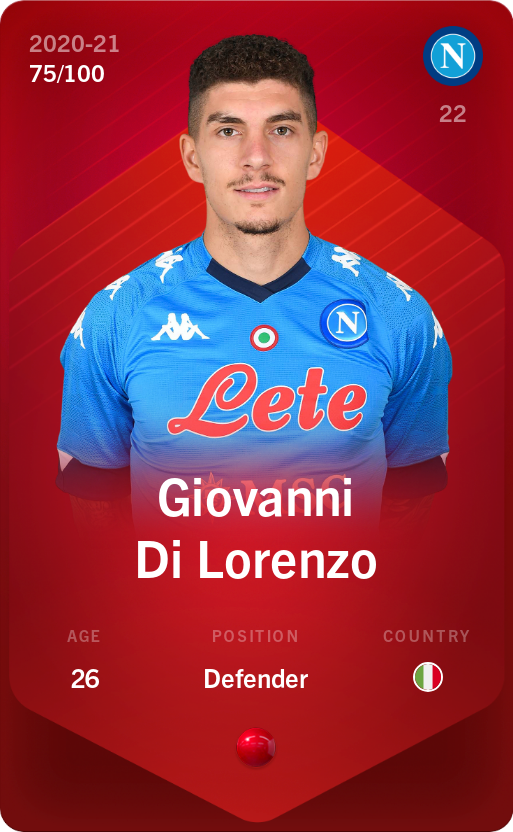Sorare - Sorare Official - Giovanni Di Lorenzo 2020-21 • Rare 75/100 - NFT # 113155495663670441458546111295543040264911955345976661827678536029149396112178