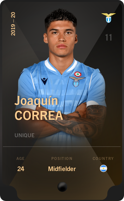 Sorare - Sorare Official - Joaquín Correa 2019-20 • Unique - NFT # 96976309662605956107442537211714343190879161736915317839958687957603657510518