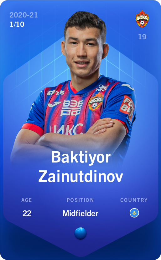 Sorare - Sorare Official - Baktiyor Zainutdinov 2020-21 • Super Rare 1/10 - NFT # 36154252940686240293158840420371892967314497734591140903409372613390827700996