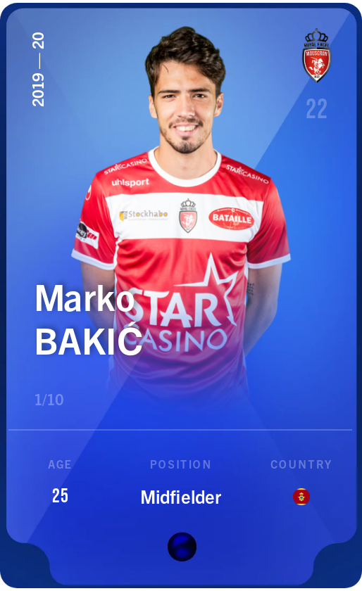 Sorare - Sorare Official - Marko Bakić 2019-20 • Super Rare 1/10 - NFT # 90182200260414074300510976943372206309732662297906103673156133501940663441831
