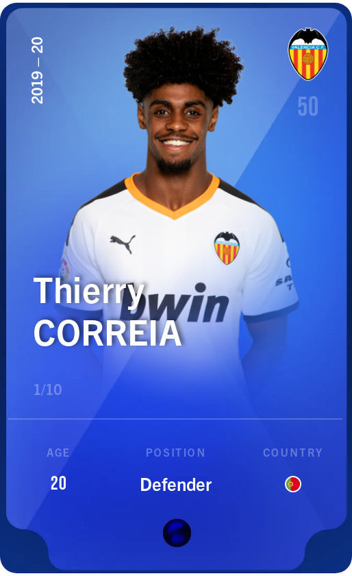 Sorare - Sorare Official - Thierry Correia 2019-20 • Super Rare 1/10 - NFT # 47263412644400526625619269618284519430578634464128380695243234096992801010142