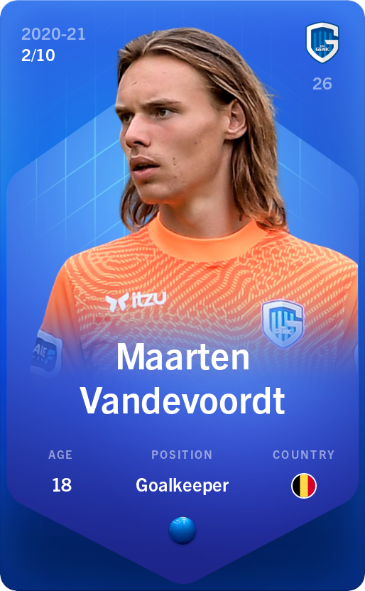 Sorare - Sorare Official - Maarten Vandevoordt 2020-21 • Super Rare 2/10 - NFT # 1187073259732955429118529629664239598784876121296955292299246695143756536959