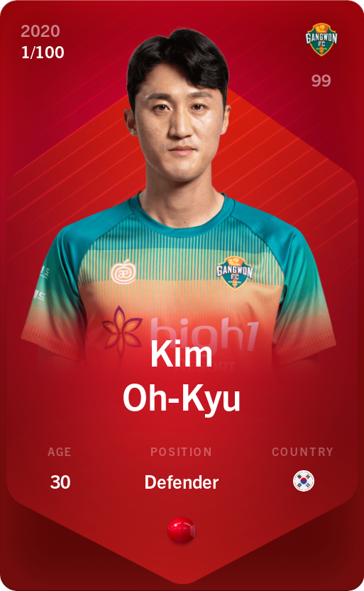 Sorare - Sorare Official - Kim Oh-Kyu 2020-21 • Rare 1/100 - NFT # 73418046491926045598245629402907856436678695319309692972573023661851861255426