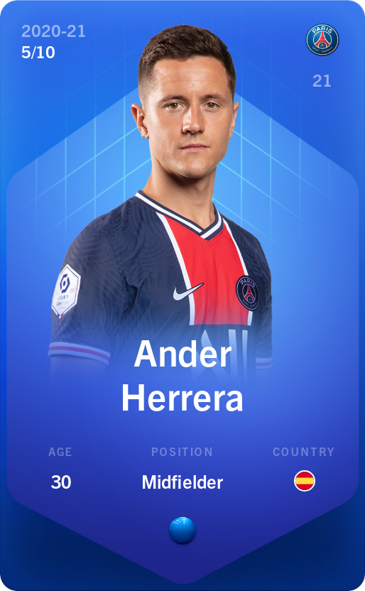 Sorare - Sorare Official - Ander Herrera 2020-21 • Super Rare 5/10 - NFT # 87309823813505870165201366984272658177015543148077470358078086226924323663250