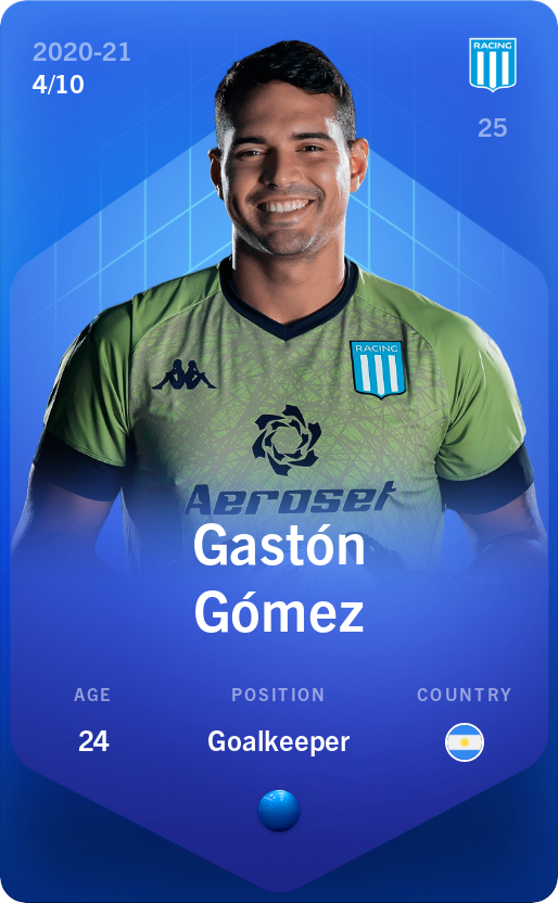 Sorare - Sorare Official - Gastón Gómez 2020-21 • Super Rare 4/10 - NFT # 113060302461795984133961539419794940919964229794128523488714843200228118450490