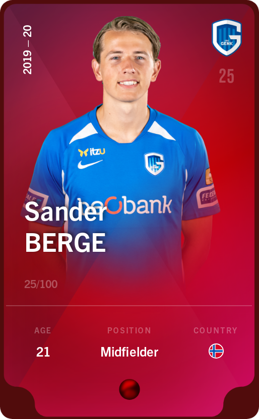 Sorare - Sorare Official - Sander Berge 2019-20 • Rare 25/100 - NFT # 10268674090161443312106649863609937595514058937756318433611932210591981483942