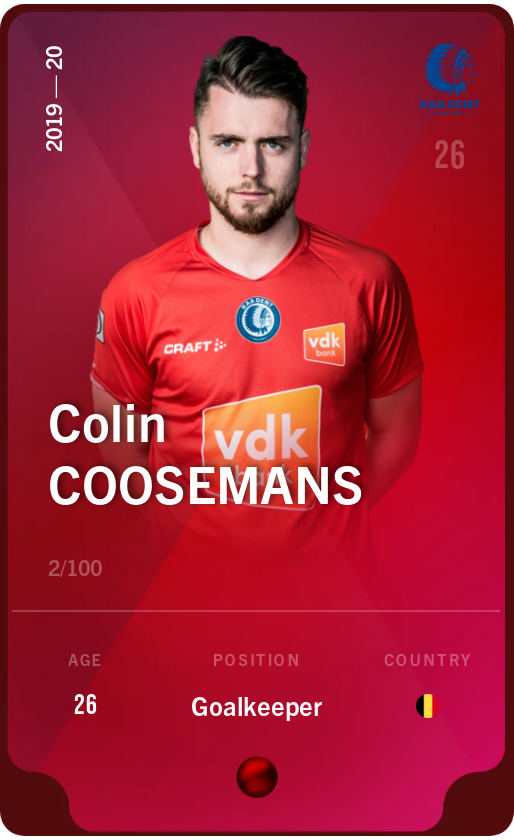 Sorare - Sorare Official - Colin Coosemans 2019-20 • Rare 2/100 - NFT # 37758834808965469447755719884028863496508037711735983416821272640994218719704