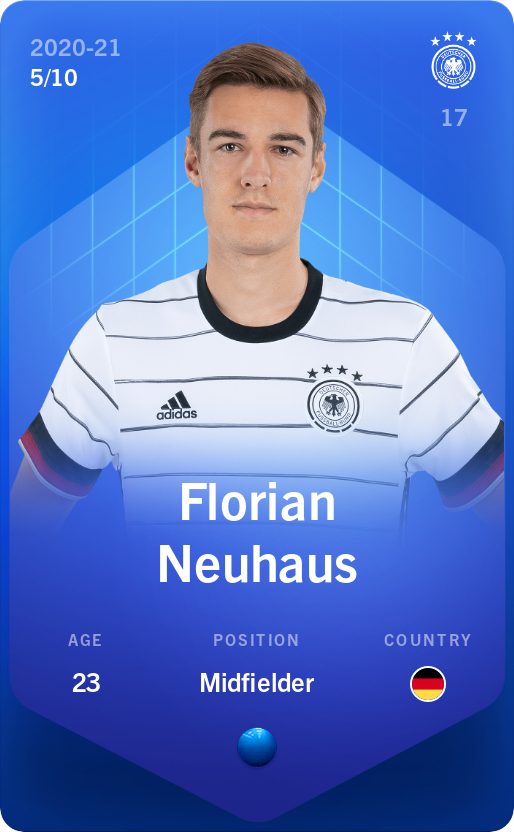 Sorare - Sorare Official - Florian Neuhaus 2020-21 • Super Rare 5/10 - NFT # 103233308687285386077709333877340398042756578928715255927895430611933299220598