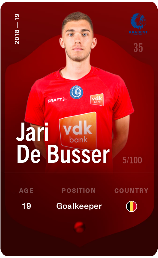 Sorare - Sorare Official - Jari De Busser 2018-19 • Rare 5/100 - NFT # 33462598116165696400189574198426009256693333453313970025458335475349841847639