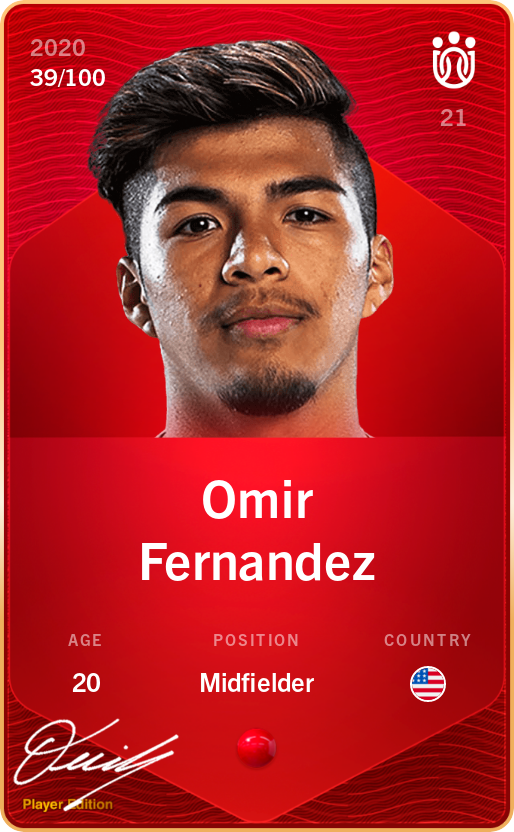 Sorare - Sorare Official - Omir Fernandez 2020-21 • Rare 39/100 - NFT # 99692589456031851483899982595393778637859535829707083053058154524199675289063