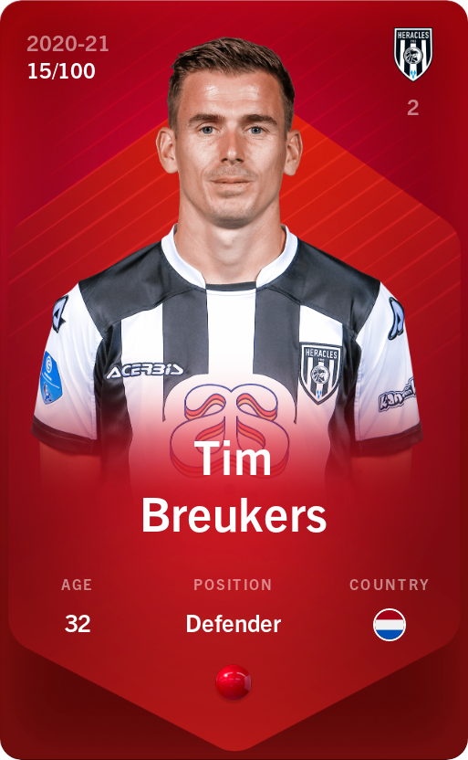 Sorare - Sorare Official - Tim Breukers 2020-21 • Rare 15/100 - NFT # 4575298778356836803509815863440141013947637481957056943252607430579954507063