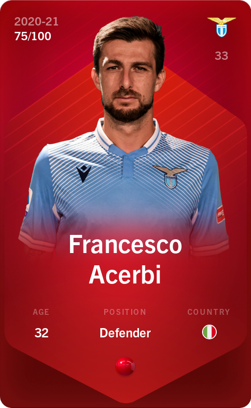 Sorare - Sorare Official - Francesco Acerbi 2020-21 • Rare 75/100 - NFT # 56313778432393743071557635030892894260258317693380846980392502107187847181494