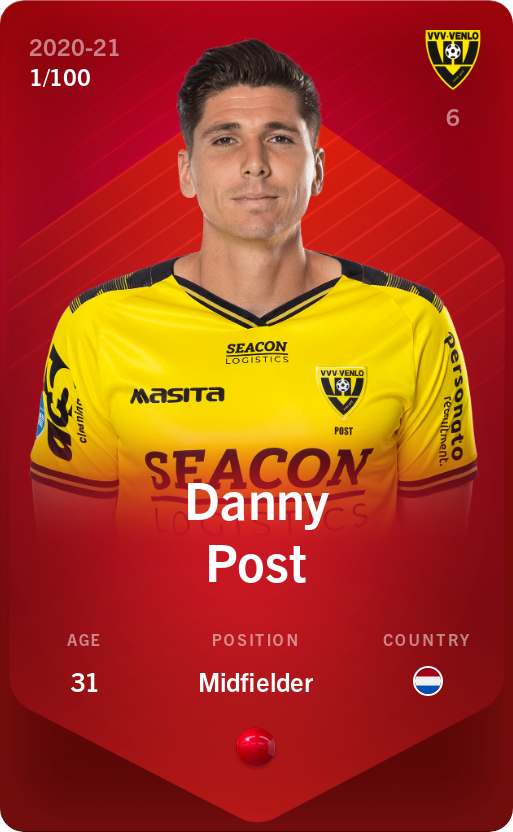 Sorare - Sorare Official - Danny Post 2020-21 • Rare 1/100 - NFT # 61981914720985339569443208649064029882442082065736151657095281398860452629267