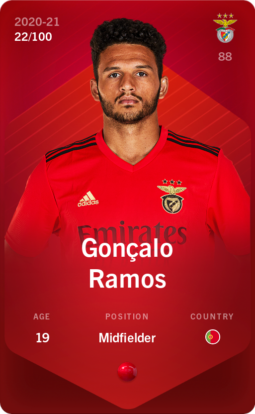 Sorare - Sorare Official - Gonçalo Ramos 2020-21 • Rare 22/100 - NFT # 108013792544166836829785893809265143066535780850565042405901577171367684298773