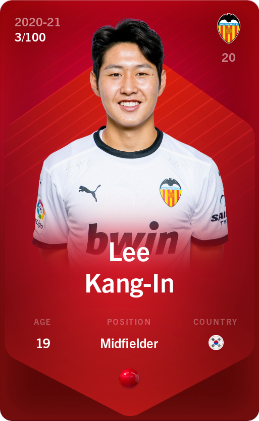Sorare - Sorare Official - Lee Kang-In 2020-21 • Rare 3/100 - NFT # 44429326367053638200593495972162898046835664394315002574764515960033680387191