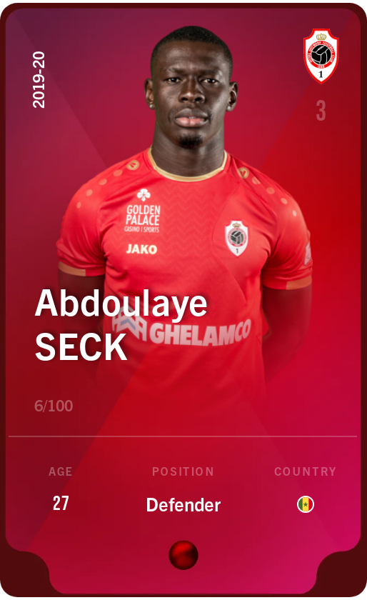 Sorare - Sorare Official - Abdoulaye Seck 2019-20 • Rare 6/100 - NFT # 3168628552657588649532334588648519403773647475936806889247986018352121947795
