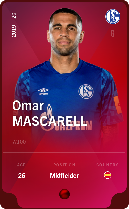 Sorare - Sorare Official - Omar Mascarell 2019-20 • Rare 7/100 - NFT # 100602580647336385939855092791663205953763345426201021068237737112282572350754