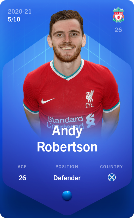 Sorare - Sorare Official - Andy Robertson 2020-21 • Super Rare 5/10 - NFT # 54198324836575267597920518970665144625588370928795065271641014448370703117404