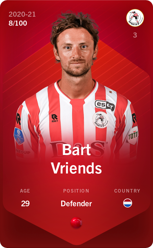 Sorare - Sorare Official - Bart Vriends 2020-21 • Rare 8/100 - NFT # 26429811672936497740308012150788426545995411284400320167675012365874505873403