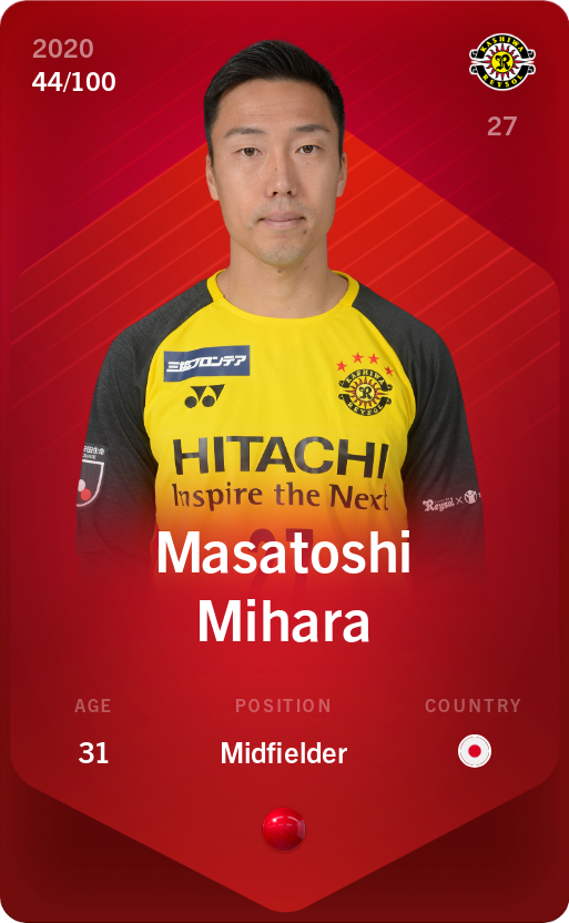 Sorare - Sorare Official - Masatoshi Mihara 2020-21 • Rare 44/100 - NFT # 21822787952788105659541054480139630783449958693536857056876261978267854263005