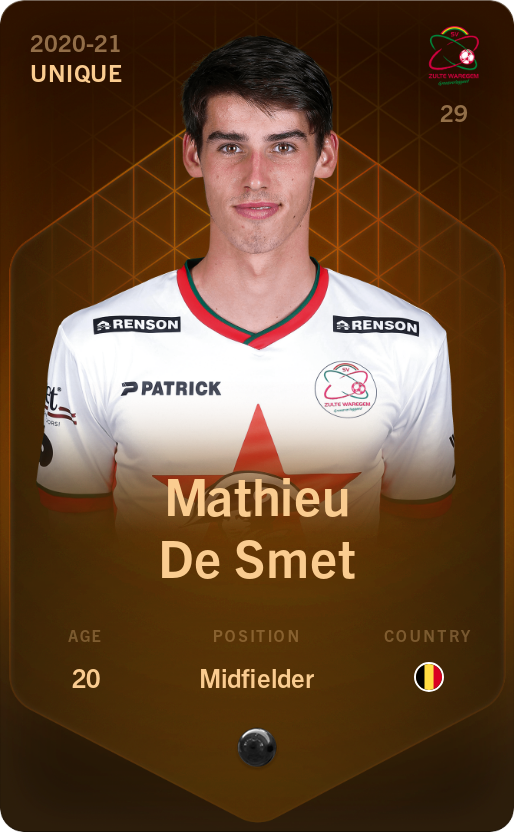 Sorare - Sorare Official - Mathieu De Smet 2020-21 • Unique - NFT # 93806395532221166292546129308466762338081932709923628669748424300564194125726