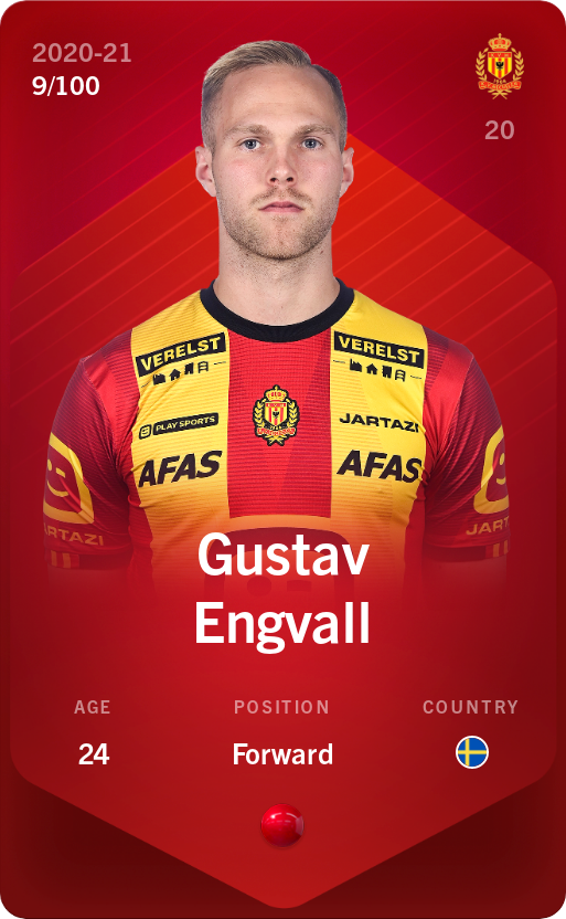 Sorare - Sorare Official - Gustav Engvall 2020-21 • Rare 9/100 - NFT # 58526362769565824073166800202045089345125126599343099128252153767543430845567