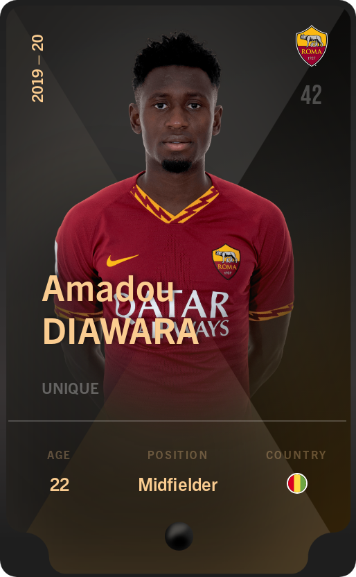 Sorare - Sorare Official - Amadou Diawara 2019-20 • Unique - NFT # 54184454502731123368901770681028709249184524104962032966939877565827082159792