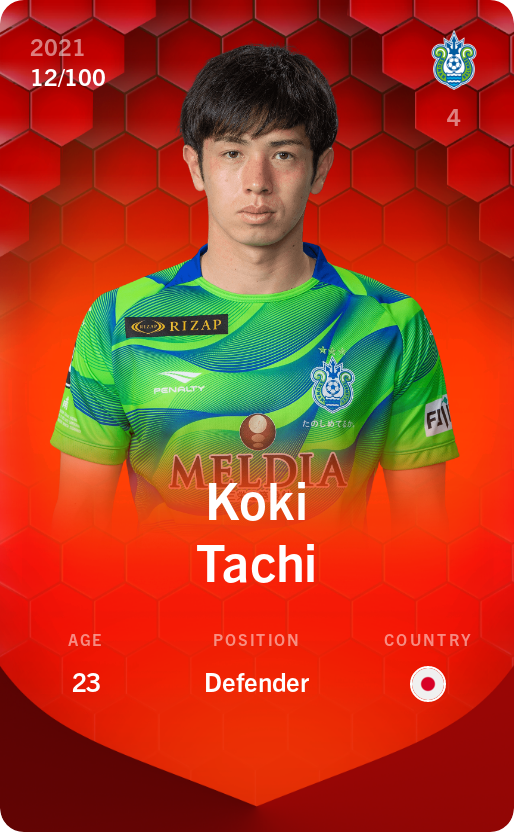 Sorare - Sorare Official - Koki Tachi 2021-22 • Rare 12/100 - NFT # 17911706103975680253055087664900217176238300546172092955485992136182728243288