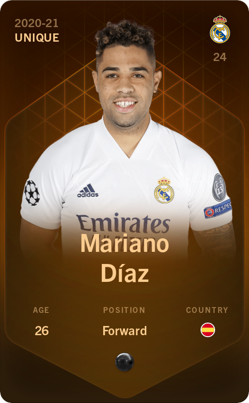 Sorare - Sorare Official - Mariano Díaz 2020-21 • Unique - NFT # 80987509136002348649775091282366027525888170905066311546025490938051915391562