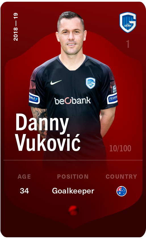 Sorare - Sorare Official - Danny Vuković 2018-19 • Rare 10/100 - NFT # 15566717894103470559971612070108082579857359117210109271278142537678083594096