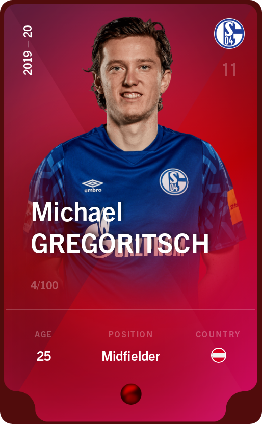 Sorare - Sorare Official - Michael Gregoritsch 2019-20 • Rare 4/100 - NFT # 25526359427140385058852359425875876858699495285042452822483036597754039445460