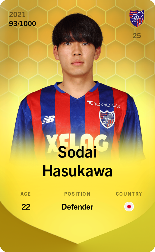 Sorare - Sorare Official - Sodai Hasukawa 2021-22 • Limited 93/1000 - NFT # 89453112830287305222524599130241083255093778707342257148235539437773771823178