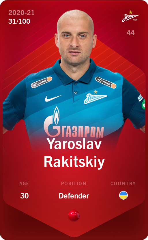 Sorare - Sorare Official - Yaroslav Rakitskiy 2020-21 • Rare 31/100 - NFT # 104537796136706504837941688728933477118034439633837986116818423133418297097258