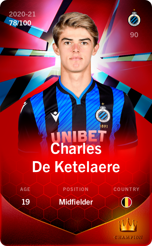 Sorare - Sorare Official - Charles De Ketelaere 2020-21 • Rare 78/100 - NFT # 112200993632143729560416570729868057545952518171748542731973292559316570767703