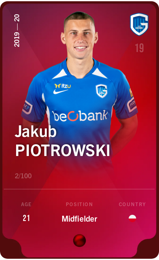 Sorare - Sorare Official - Jakub Piotrowski 2019-20 • Rare 2/100 - NFT # 39637530015297876563057508415067148169146255964645334320257773524443485729438