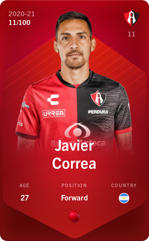 Sorare - Sorare Official - Javier Correa 2020-21 • Rare 11/100 - NFT # 95899241356452536262624392984673565669313179012881764554523960710399665430406