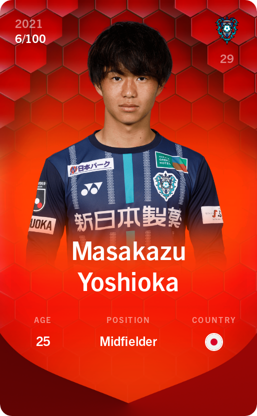 Sorare - Sorare Official - Masakazu Yoshioka 2021-22 • Rare 6/100 - NFT # 23094012787836207708229922224667619647026516603690667289754628294819610504265