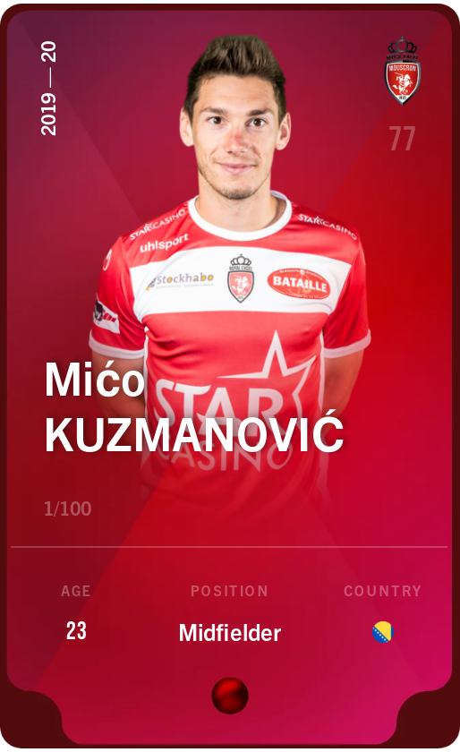 Sorare - Sorare Official - Mićo Kuzmanović 2019-20 • Rare 1/100 - NFT # 30243917517342268069612266100149241317434069050208430446428314603162939626159